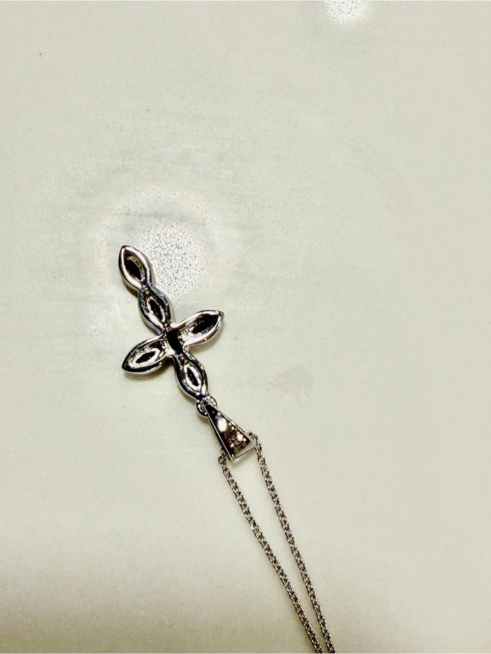Sterling Silver Cross Pendant Necklace in London Blue Topez 9 inches long